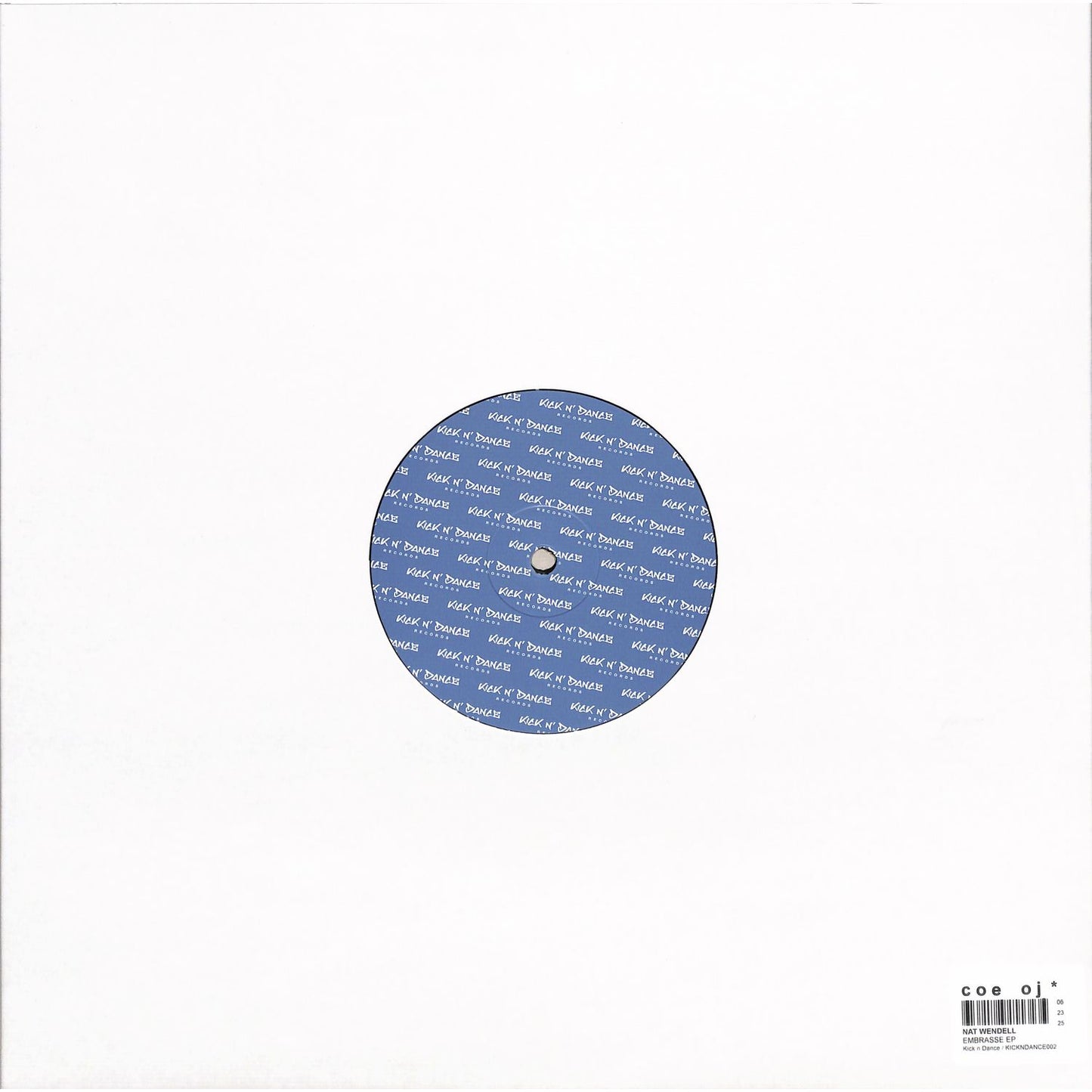 Back cover of Syncrophone NAT WENDELL Embrassé EP vinyl record with artwork and track details.