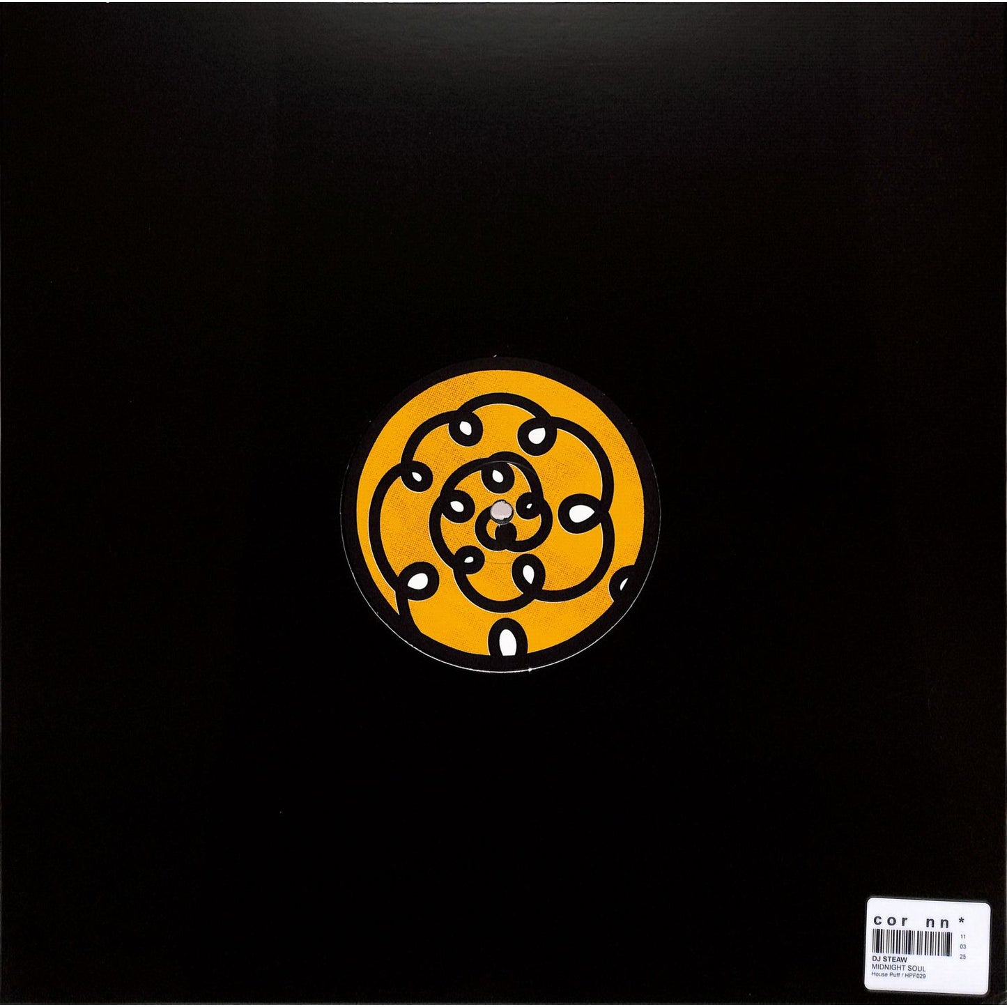 Back cover of DJ Steaw Midnight Soul EP vinyl record by Syncrophone showing tracklist and artwork design.