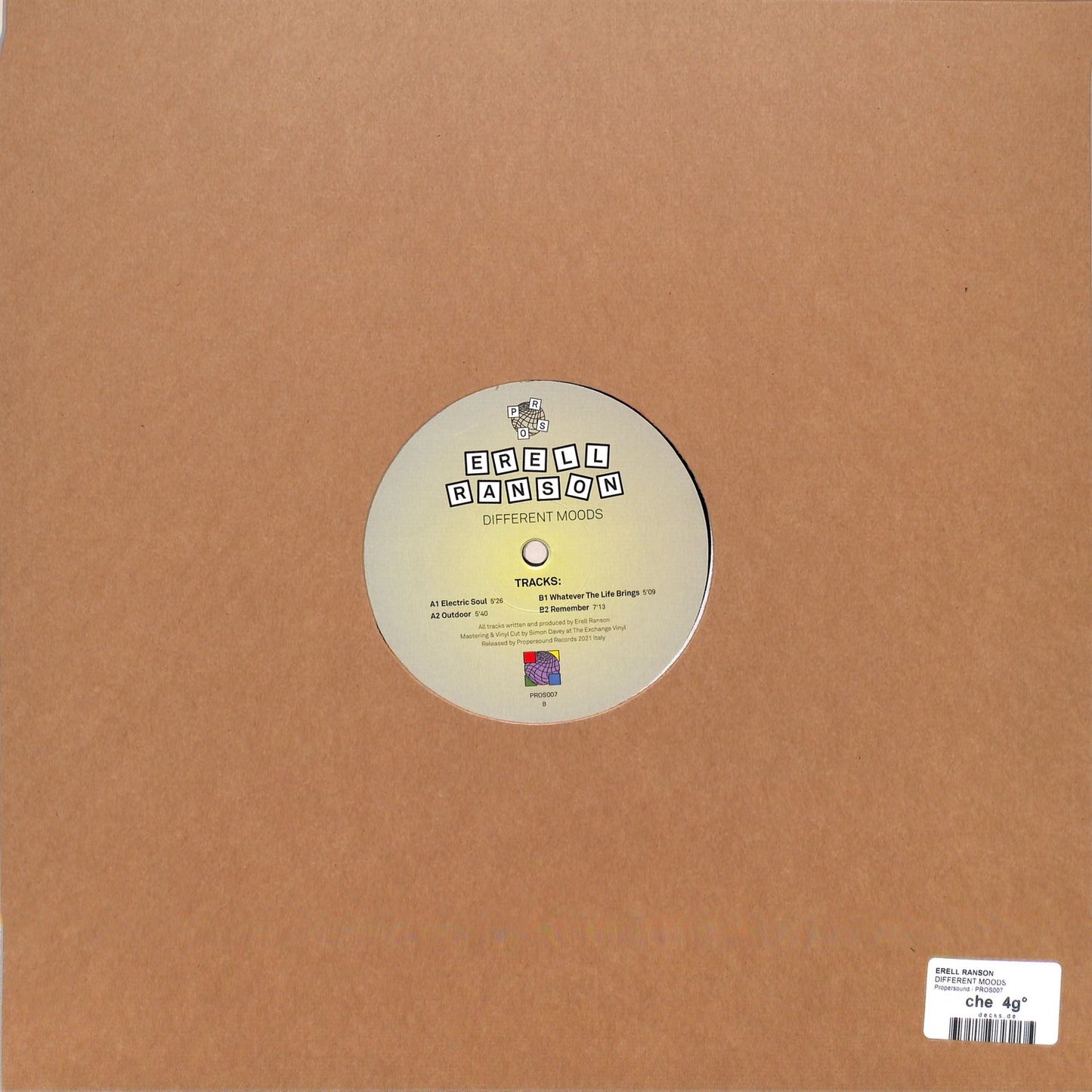 Decks ERELL RANSON vinyl record titled "Different Moods" with colorful abstract album cover art.