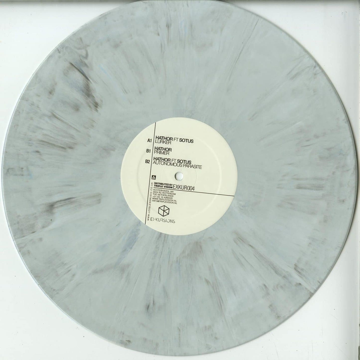 Back of Triple Vision HATHOR The Lurker EP vinyl record showing album artwork and record label details.