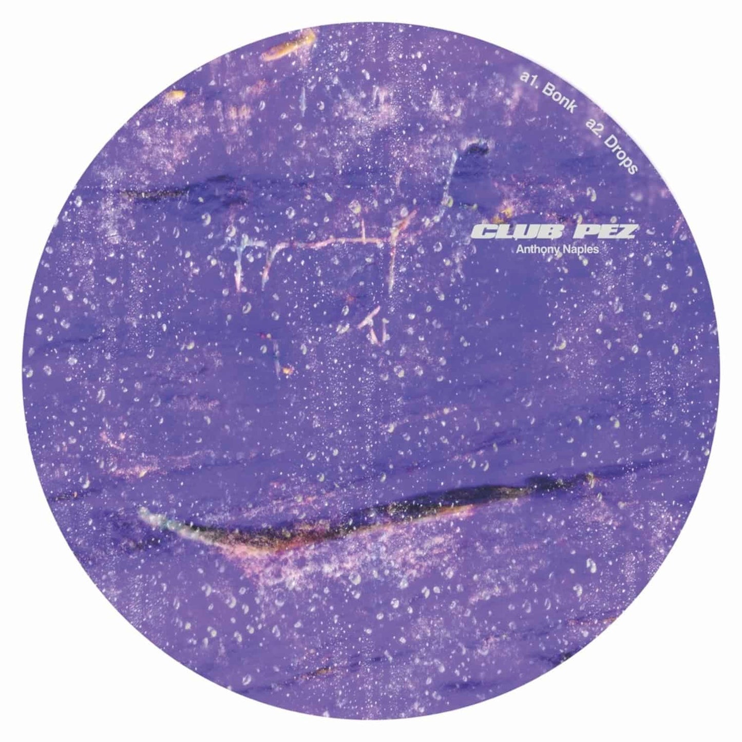 Back cover of Anthony Naples – Club Pez vinyl record by Rubadub featuring artwork with colorful abstract design.
