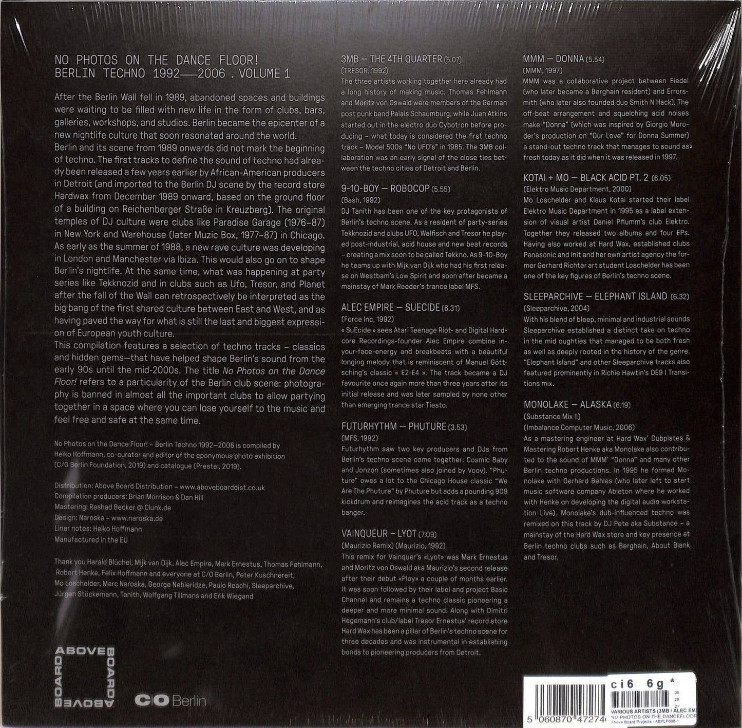 VARIOUS – NO PHOTOS ON THE DANCEFLOOR! BERLIN TECHNO 1992-2006 (VOLUME 1)