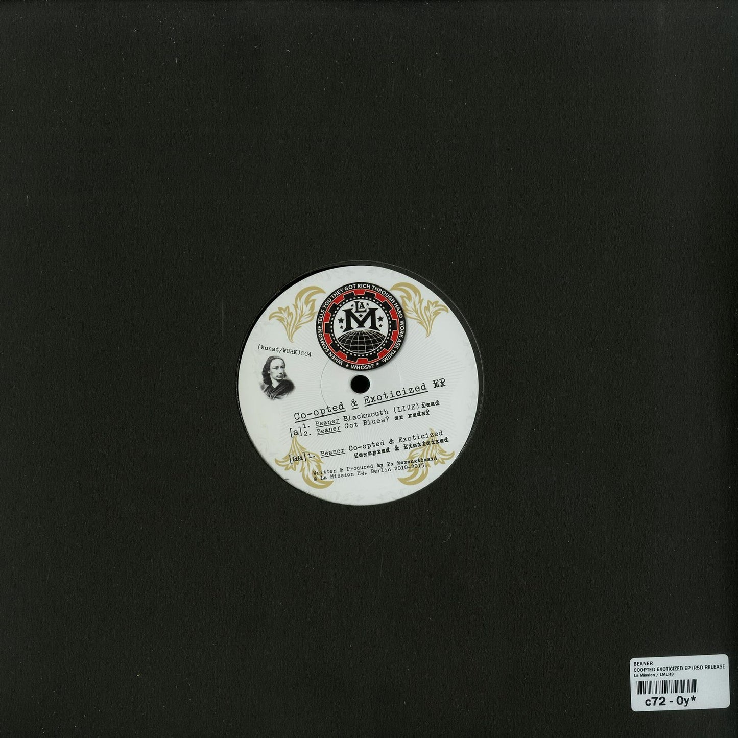 Decks BEANER – CO-OPTED & EXOTICIZED EP vinyl record, showing the back cover with artwork and track details.
