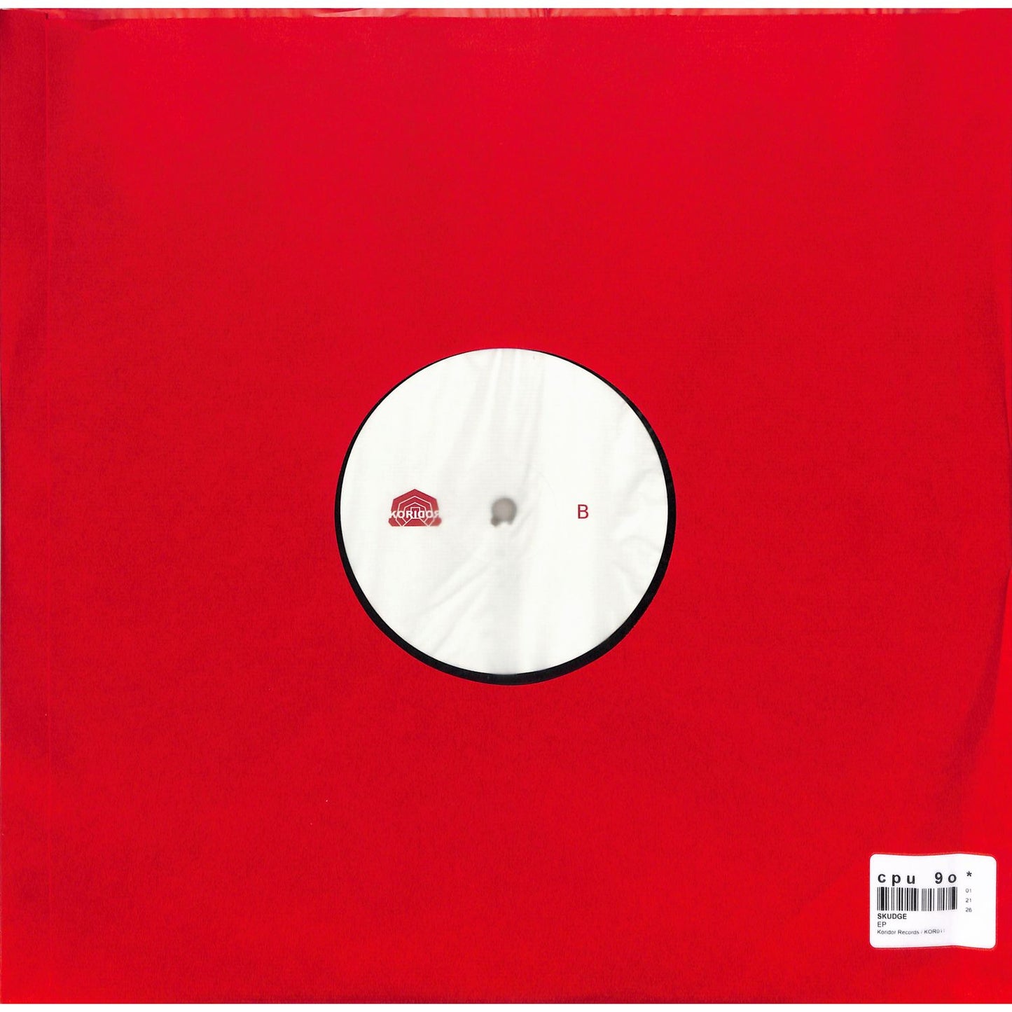 Yoyaku SKUDGE KOR011 vinyl record with black and white abstract cover art, showcasing the album's design on the back.