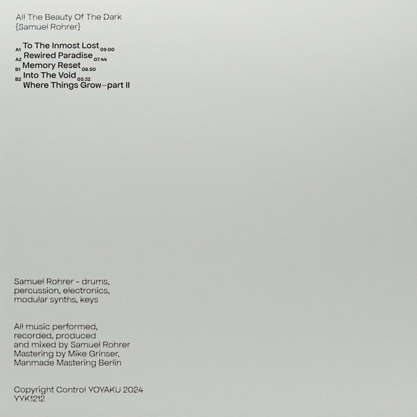 SAMUEL ROHRER – ALL THE BEAUTY OF THE DARK