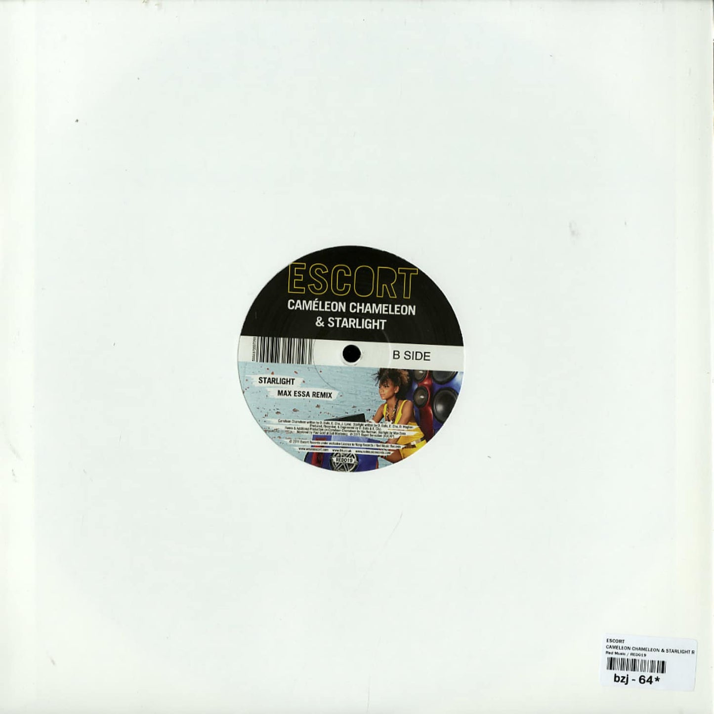 Decks vinyl record of ESCORT's Ilija Rudman and Max Essa with Chameleon & Starlight remixes, showing the back cover artwork.