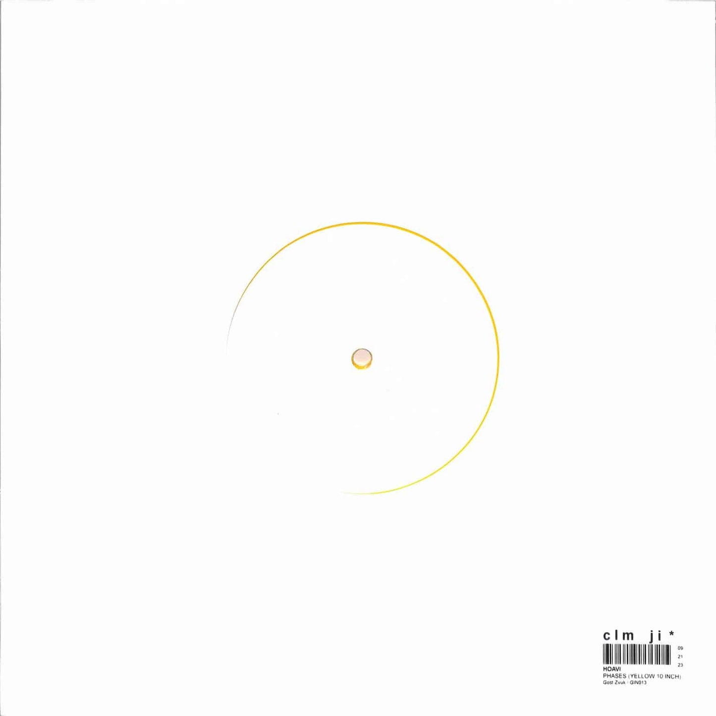 Back of the HOAVI – PHASES vinyl record by Triple Vision, showing the record's label and design details.