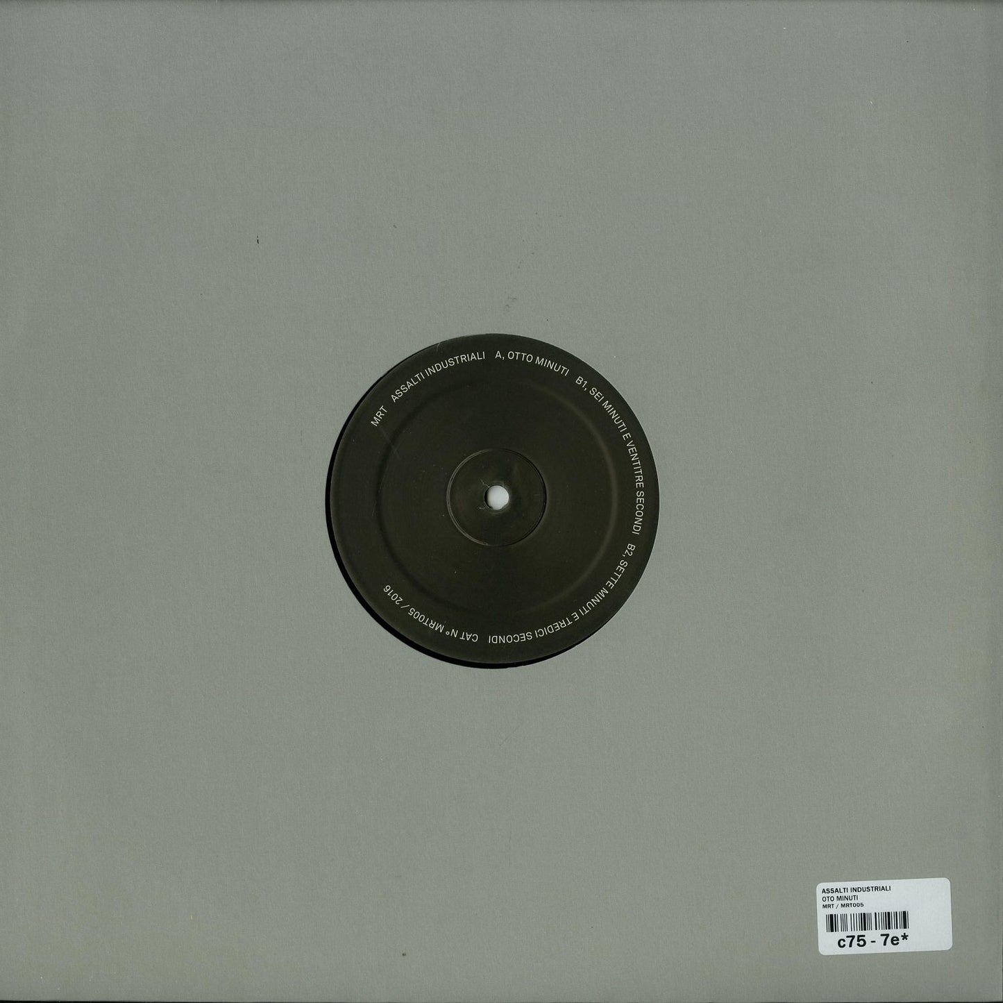 Second Hand ASSALTI INDUSTRIALI vinyl record titled "Otto Minuti" with a plain black back cover and minimal text.