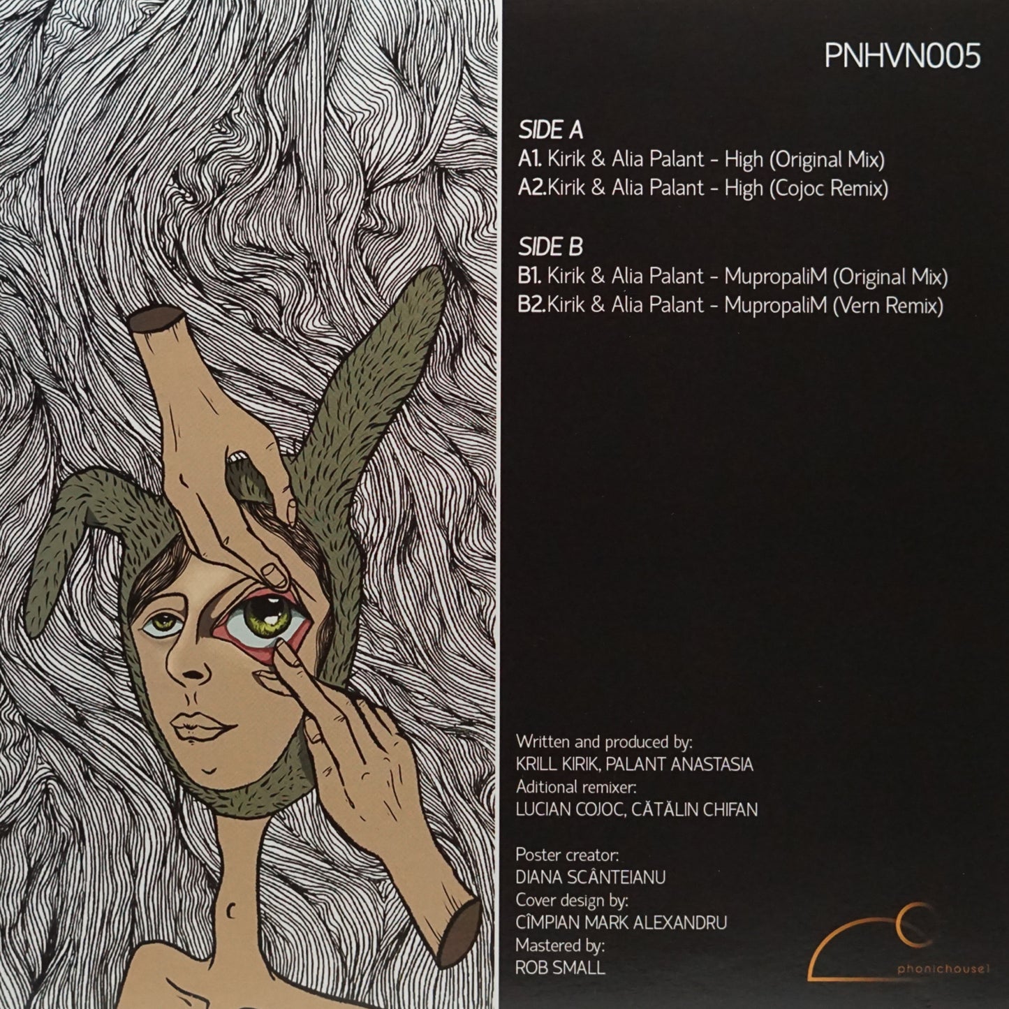 Back of Vinyl Future KIRIK & ALIA PALANT – HIGH EP vinyl record with detailed label design and black vinyl surface.