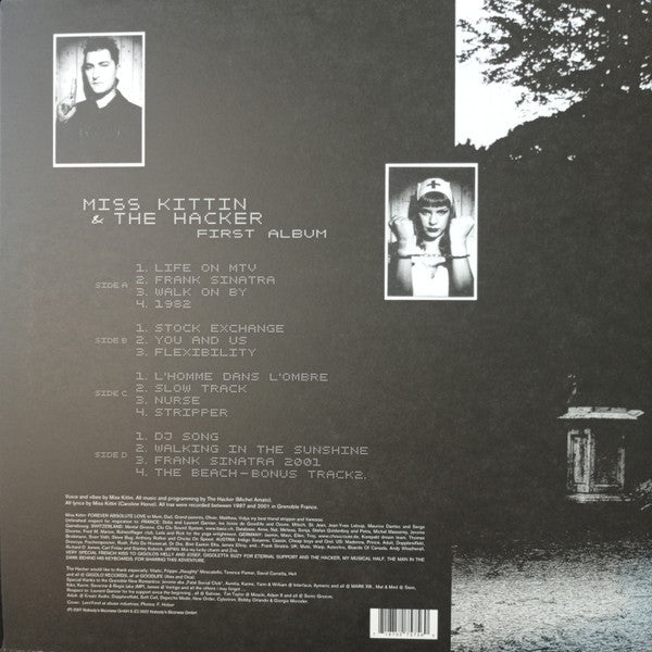 Triple Vision vinyl record of MISS KITTIN & THE HACKER's first album, with a black and white cover featuring abstract artwork.
