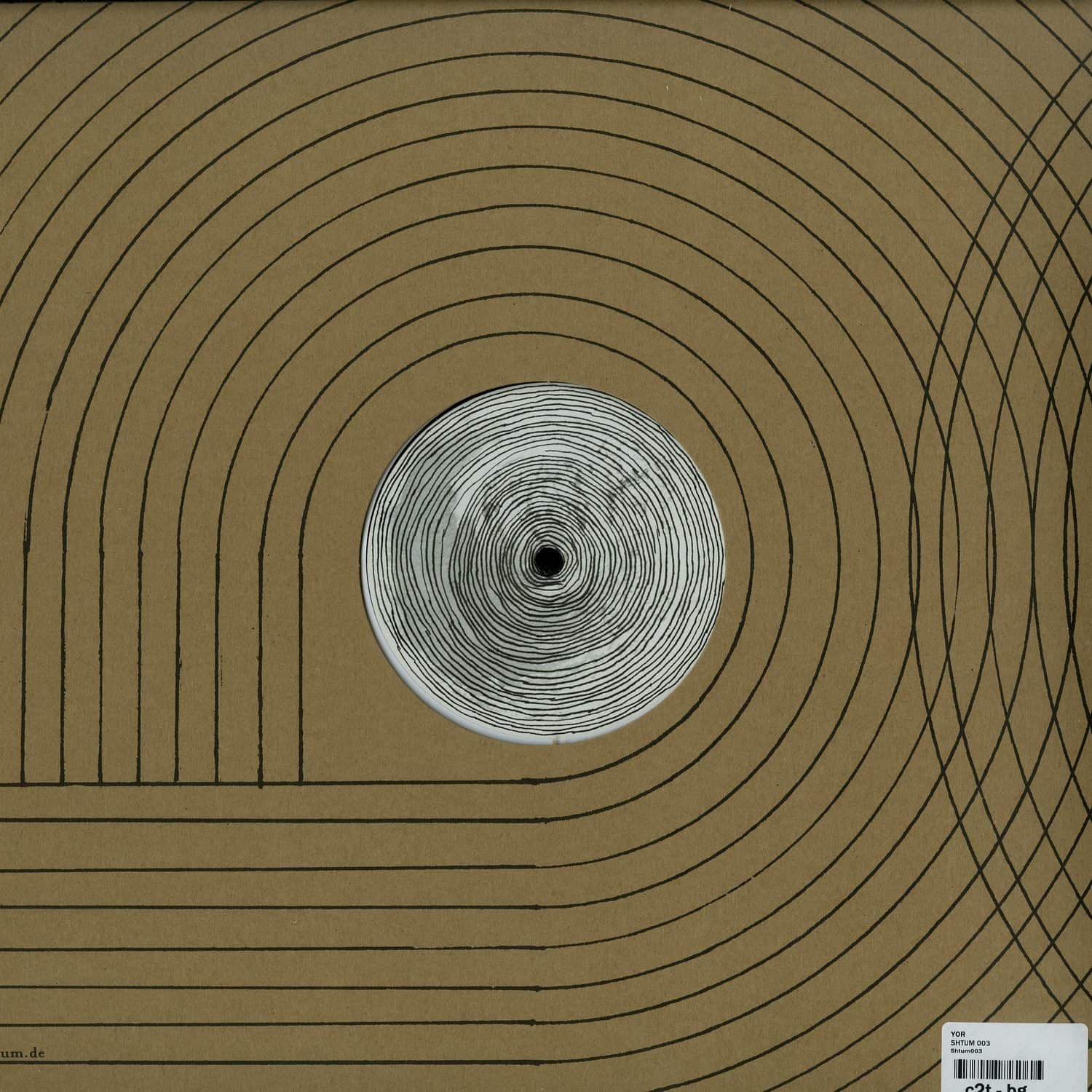Second Hand YØR SHTUM 003 vinyl record with colorful abstract cover art on a dark background.