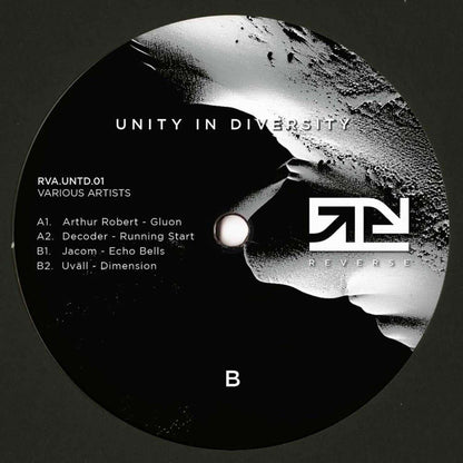 Decks vinyl record "Unity in Diversity 01" by Arthur Robert, Decoder, Jacom, UVÄLL featuring colorful album cover art.