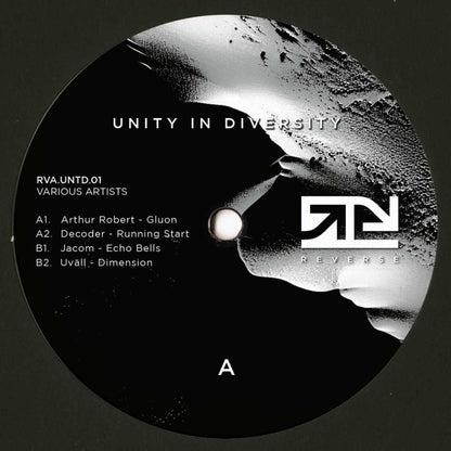 Decks vinyl record by Arthur Robert titled "Decoder, Jacom, UVÄLL – Unity in Diversity 01" featuring colorful album cover art.