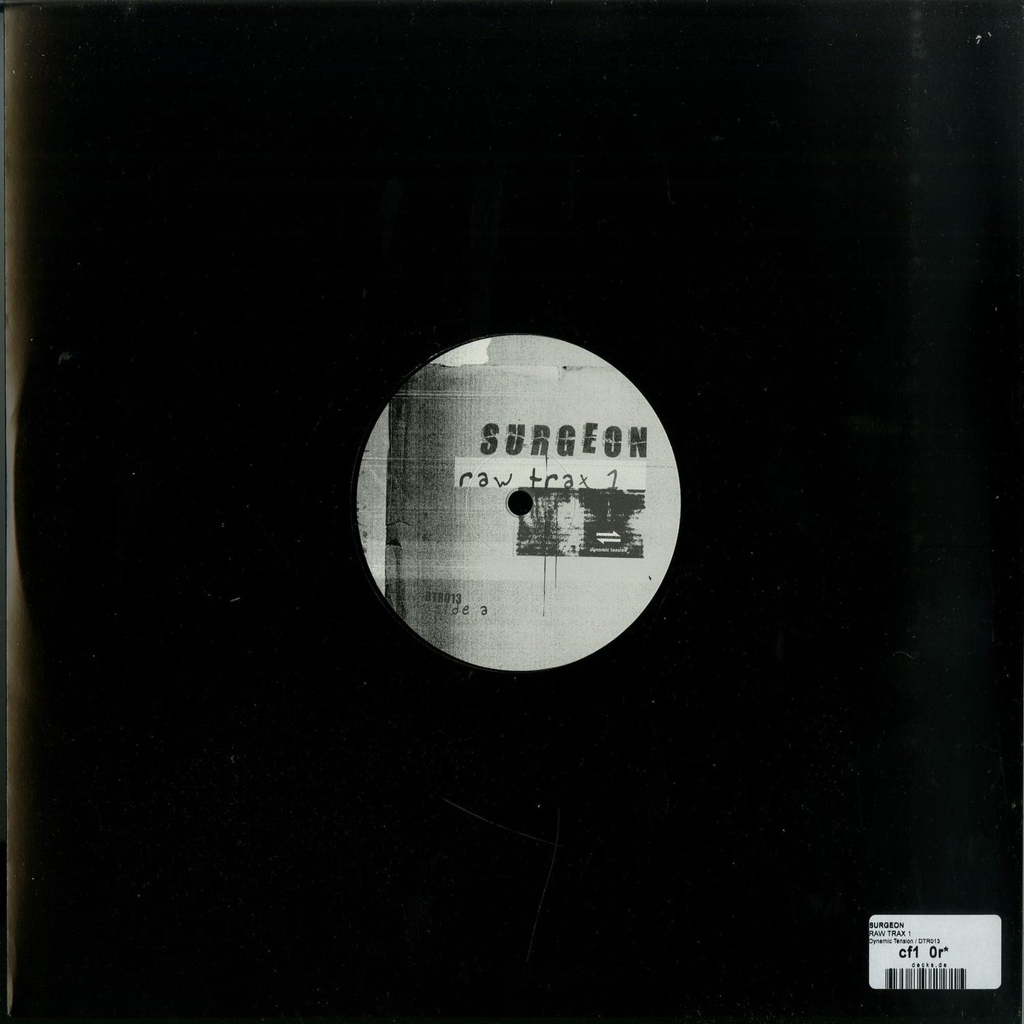 Second Hand SURGEON RAW TRAX 1 vinyl record showing the album cover with abstract artwork and bold text.