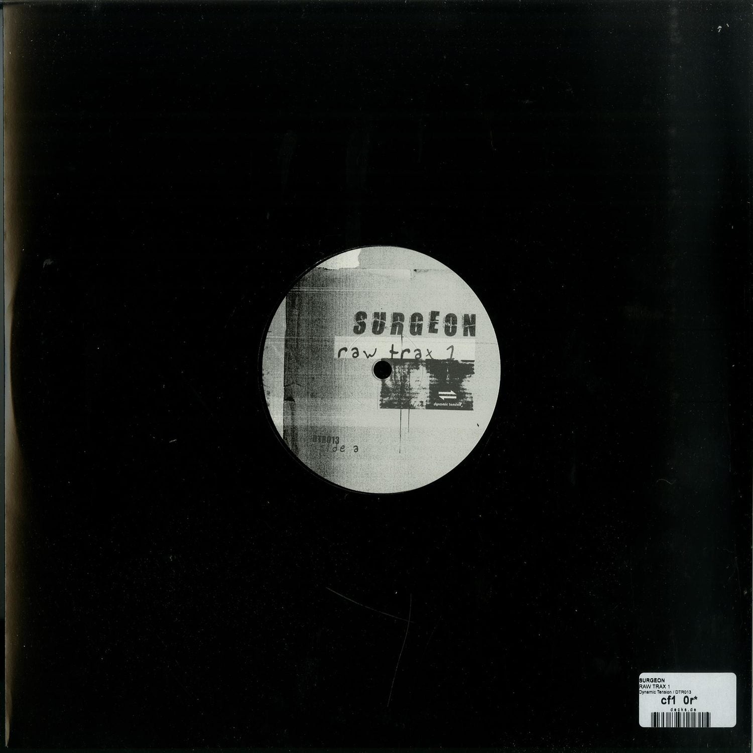 Second Hand SURGEON RAW TRAX 1 vinyl record showing the album cover with abstract artwork and bold text.