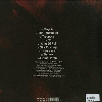 Second Hand Marcel Fengler Fokus vinyl record with black label and white text, showing back side with artwork details.