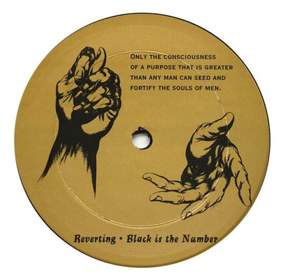 Back of Jeff Mills The Purpose Maker vinyl record, second-hand edition featuring the classic black vinyl and label details.