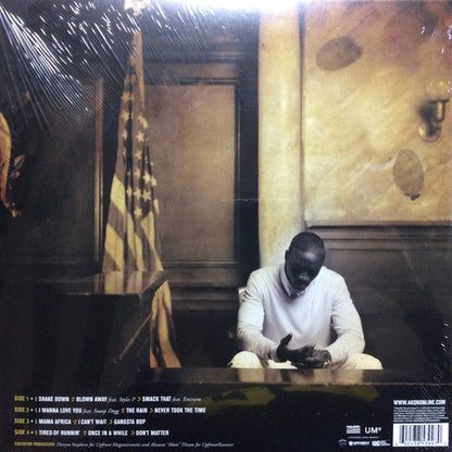 Back of Second Hand AKON KONVICTED vinyl record showing the black record with label details.