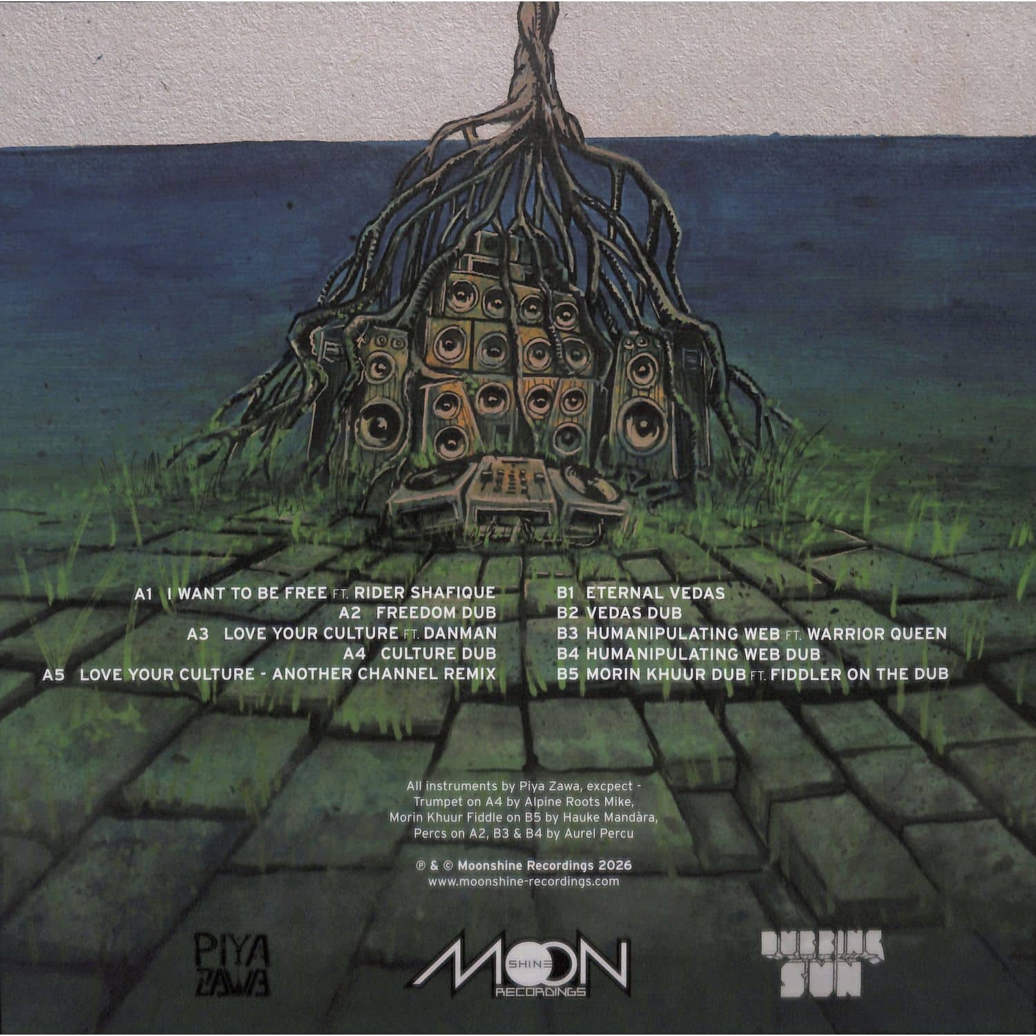 Triple Vision vinyl record of Dubbing Sun & Piyazawa, Another Channel by Eternal Works with a black and white back cover design.