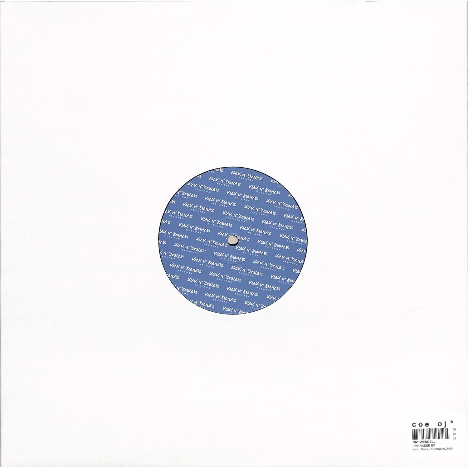 Back cover of Syncrophone NAT WENDELL Embrassé EP vinyl record with artwork and track details.