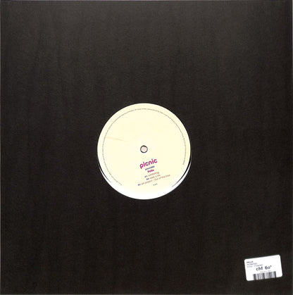 Second Hand PELLE vinyl record Picnic002 with back cover art, featuring black vinyl and vintage design details.