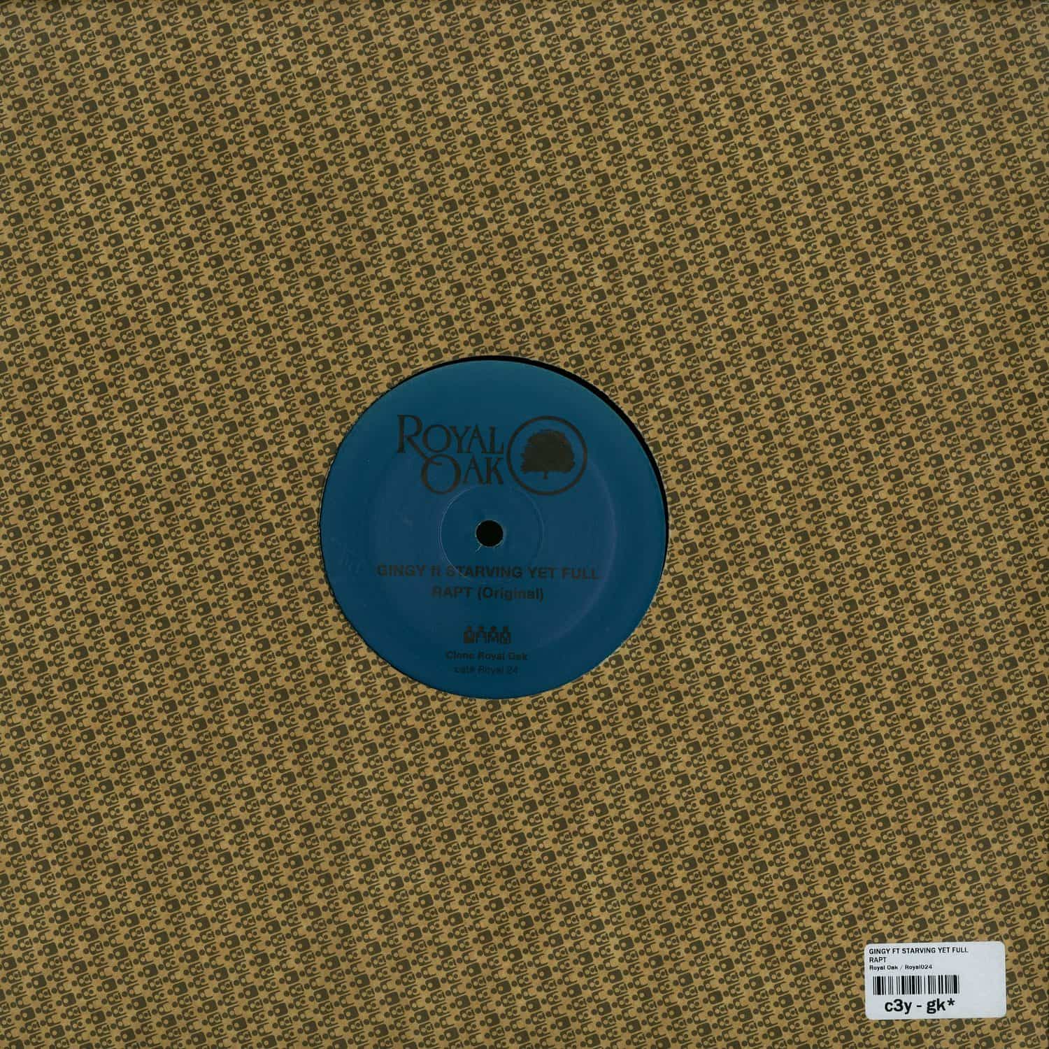 Second Hand vinyl record of GINGY ft. Starving Yet Full, Serge & Tyrell titled RAPT, showing the back cover with artwork and track details.