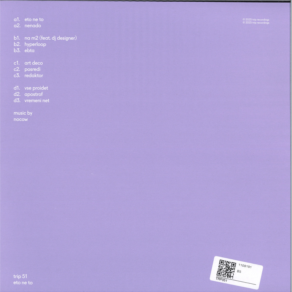 Triple Vision NOCOW – ETO NE TO vinyl record with colorful abstract album cover art.