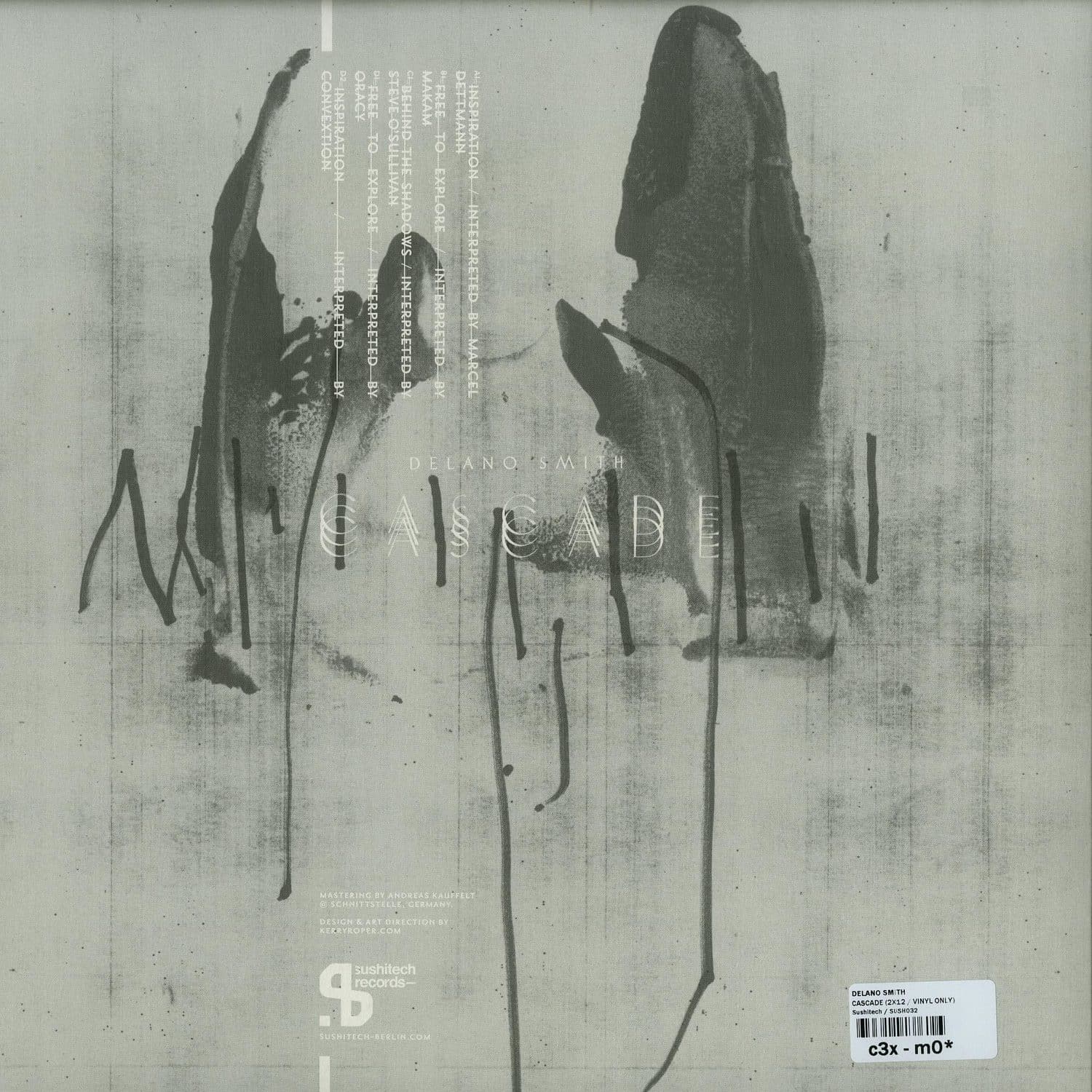 Second hand vinyl record titled "Cascade" featuring artists Delano Smith, Marcel Dettmann, Makam, Steve O'Sullivan, and Oracy.