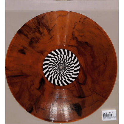 Back cover of Satoshi Tomiie & Kamran Sadeghi Acid Futurism vinyl record by Syncrophone, showing album artwork and track details.