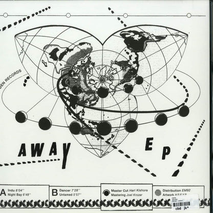 Decks FORTE – AWAY EP vinyl record with black label and colorful artwork on the back side.