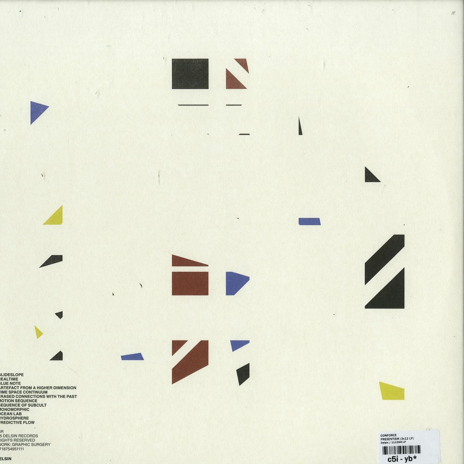 Second Hand Conforce Presentism vinyl record with colorful abstract artwork on the back cover.