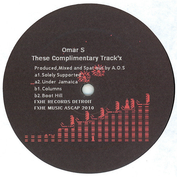 Rubadub OMAR S These Complimentary Track'X vinyl record showing the back cover with track listings and artwork.