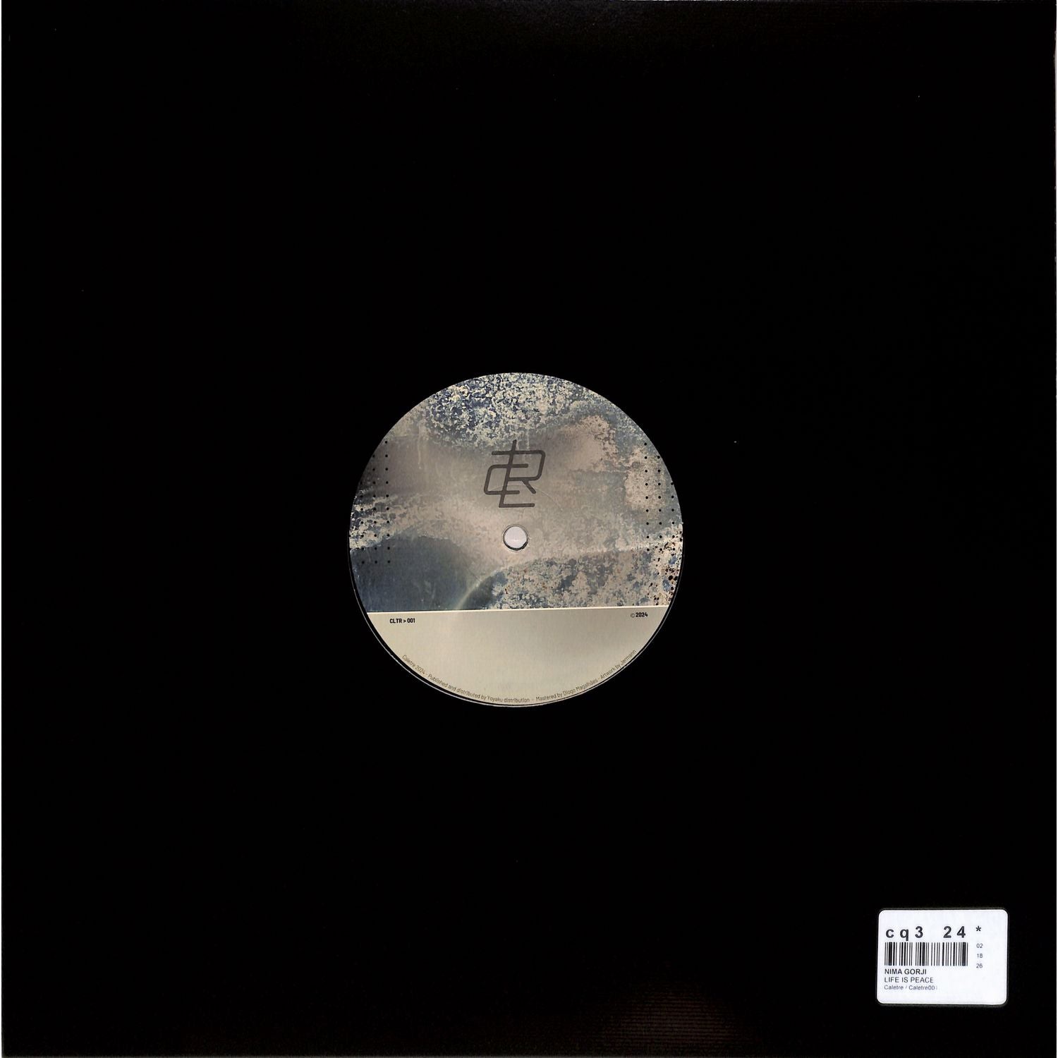 Back of Yoyaku vinyl record NIMA GORJI – LIFE IS PEACE EP showing the black vinyl and label design.