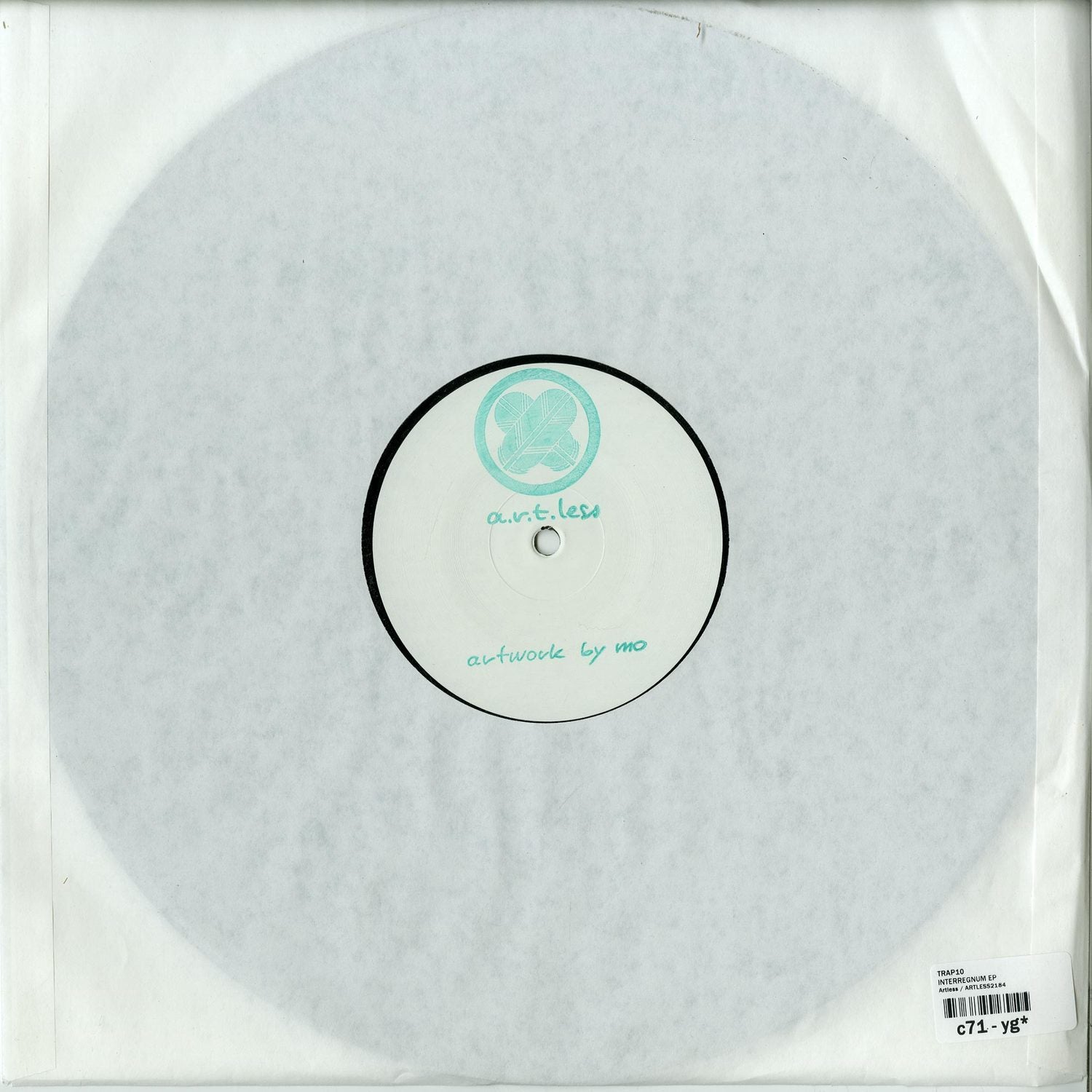 Back cover of Second Hand TRAP10 INTERREGNUM EP vinyl record showing artwork and track listing.
