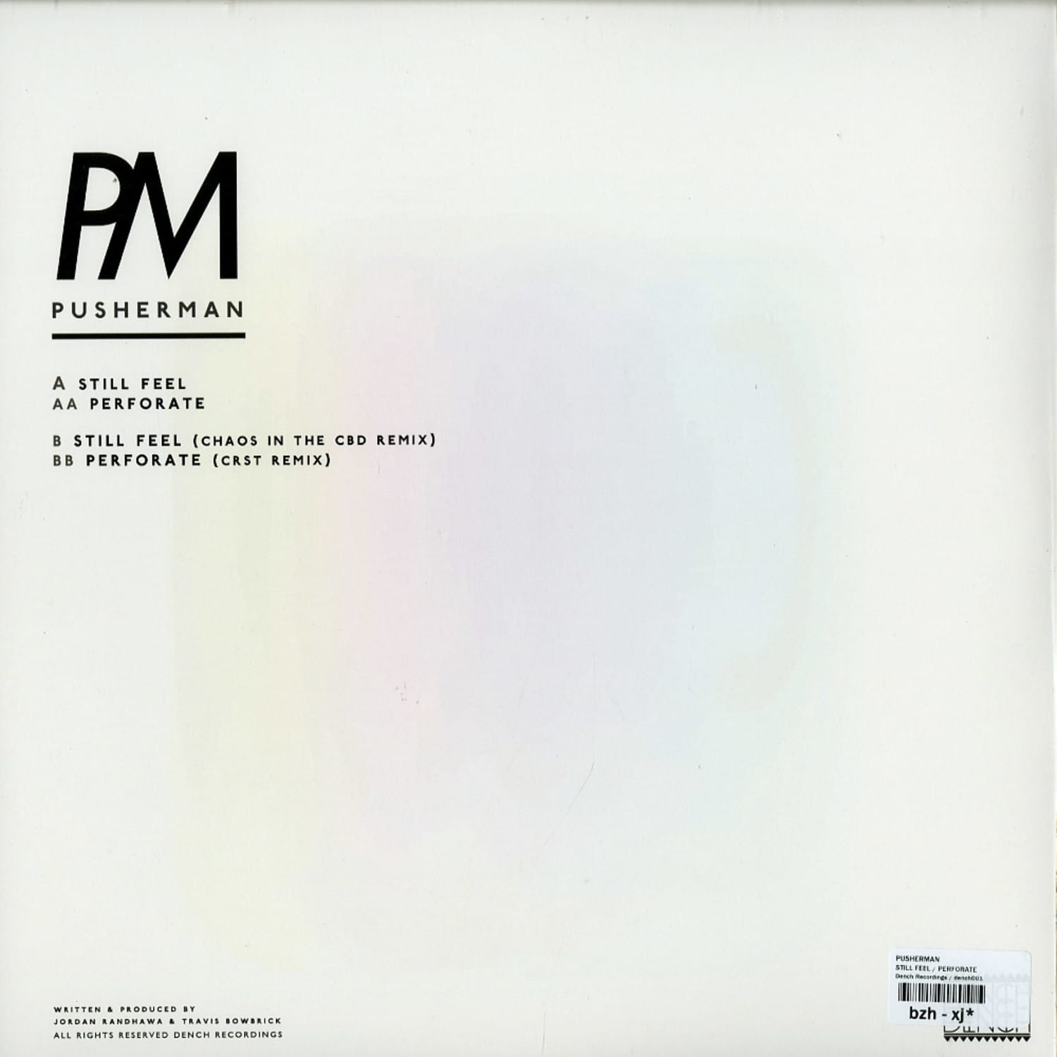 Second Hand vinyl record of Chaos in the CBD by PM, Still Feel, showing the back cover with artwork and track listing.
