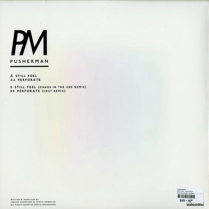Second Hand vinyl record of Chaos in the CBD by PM, Still Feel, showing the back cover with artwork and track listing.