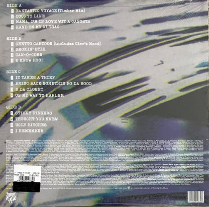 Back cover of the Second Hand vinyl record "It Takes a Thief" by Coolio, featuring artwork and track listing.
