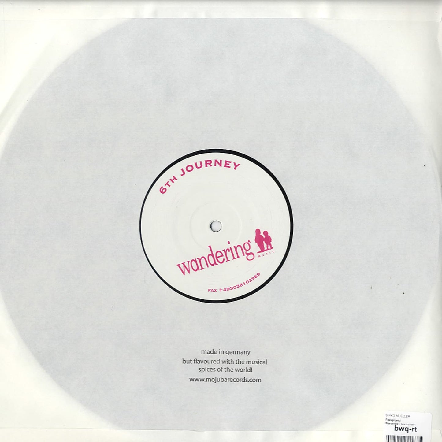 Back of Second Hand Sirko Mueller Reexplored vinyl record, showing the black vinyl surface and label detail.