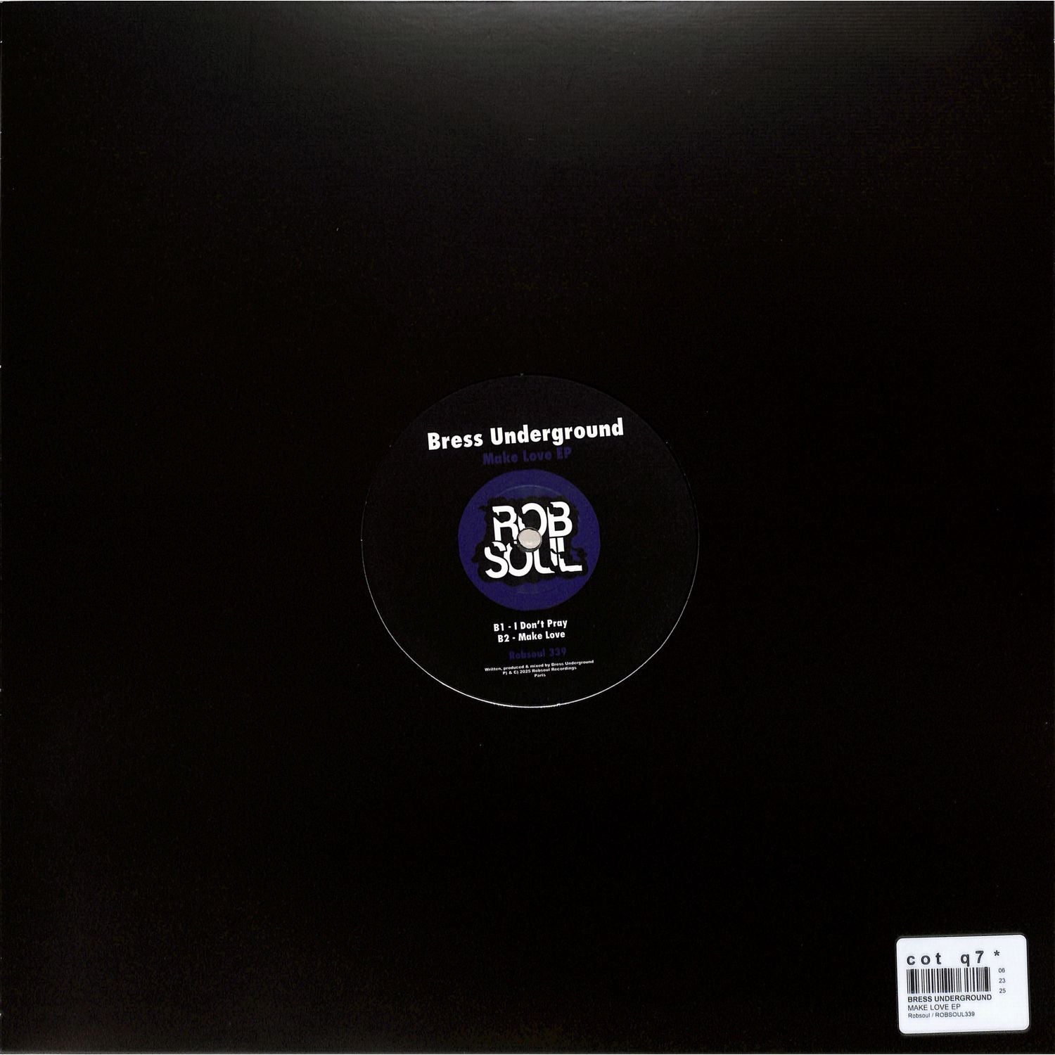 Syncrophone BRESS UNDERGROUND Make Love EP vinyl record with back cover art, featuring artistic design and track listing.