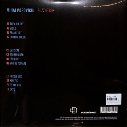 Back of the Word and Sound Mihai Popoviciu Puzzle Box vinyl record with artwork and label details visible.