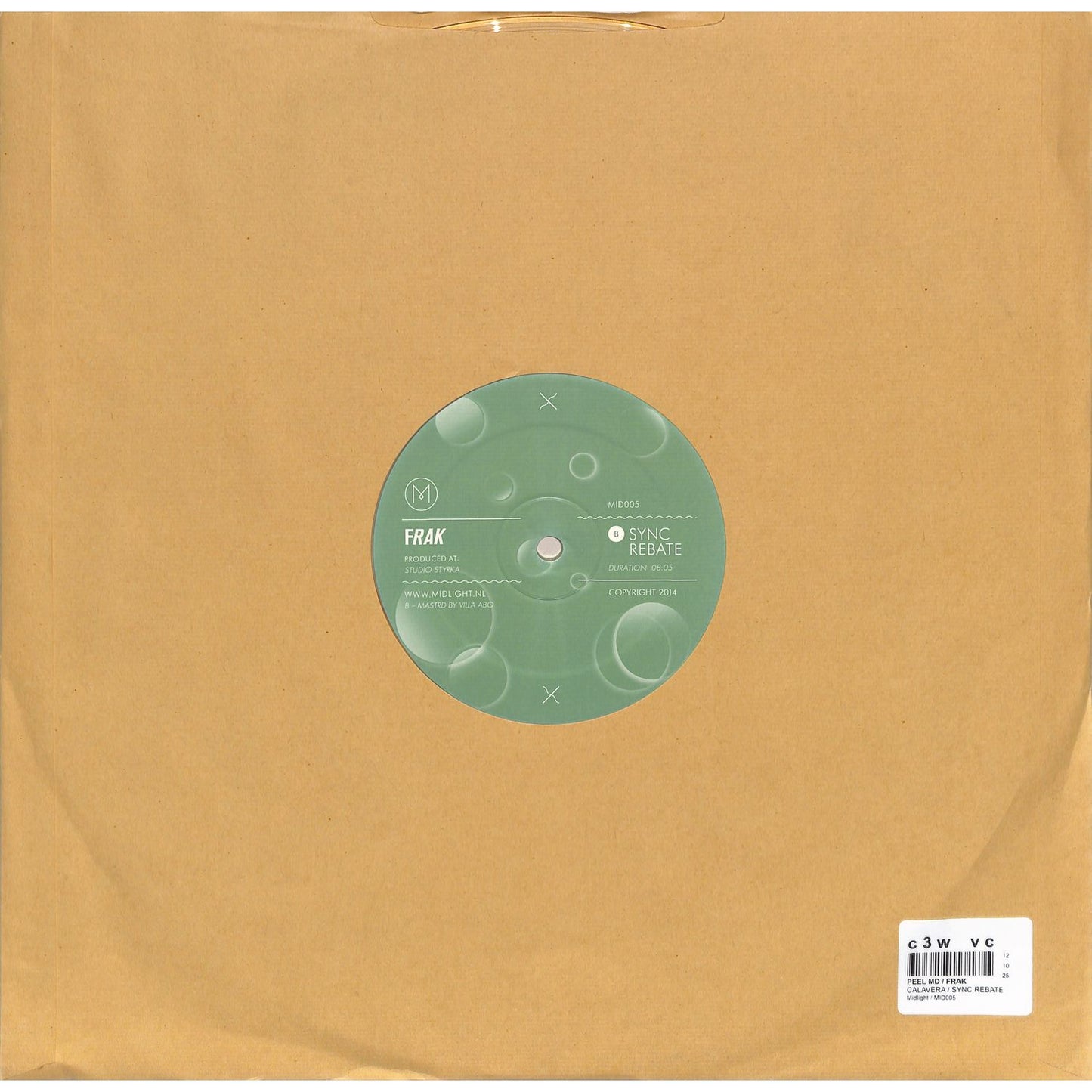 Second Hand PEEL MD / FRAK – CALAVERA vinyl record with artwork on the back side, featuring vibrant graphic design.