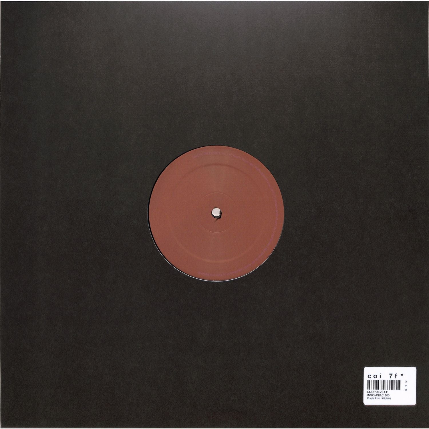 Back of Triple Vision LOOPDEVILLE Insomniac 300 vinyl record with black label and detailed artwork visible.