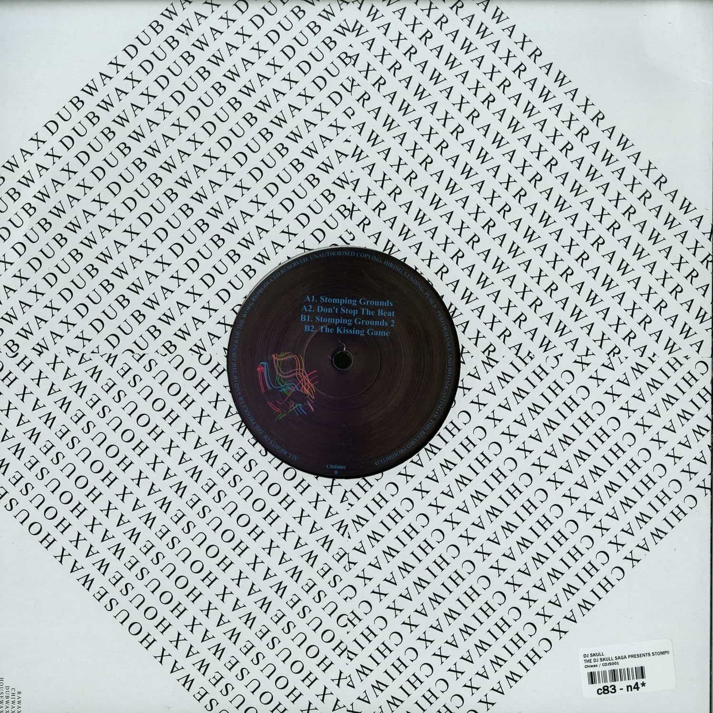 Second Hand DJ SKULL Stomping Grounds vinyl record shown from the back, featuring dark and artistic cover art.