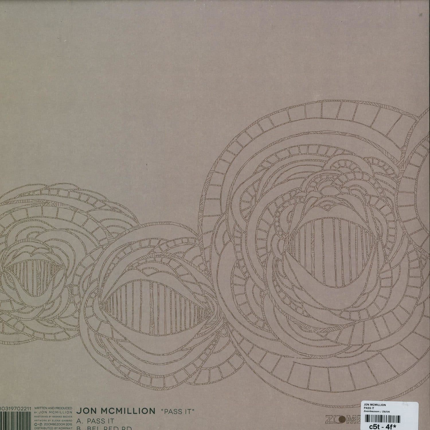 Back of the Decks Jon McMillion Pass It vinyl record showing the black vinyl disc and album cover artwork.