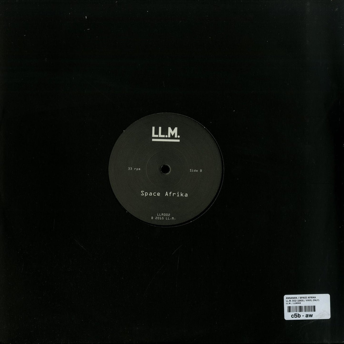 Second Hand vinyl record of ANNANAN / SPACE AFRIKA – LL.M. 002 with a black label and minimal text on the back cover.