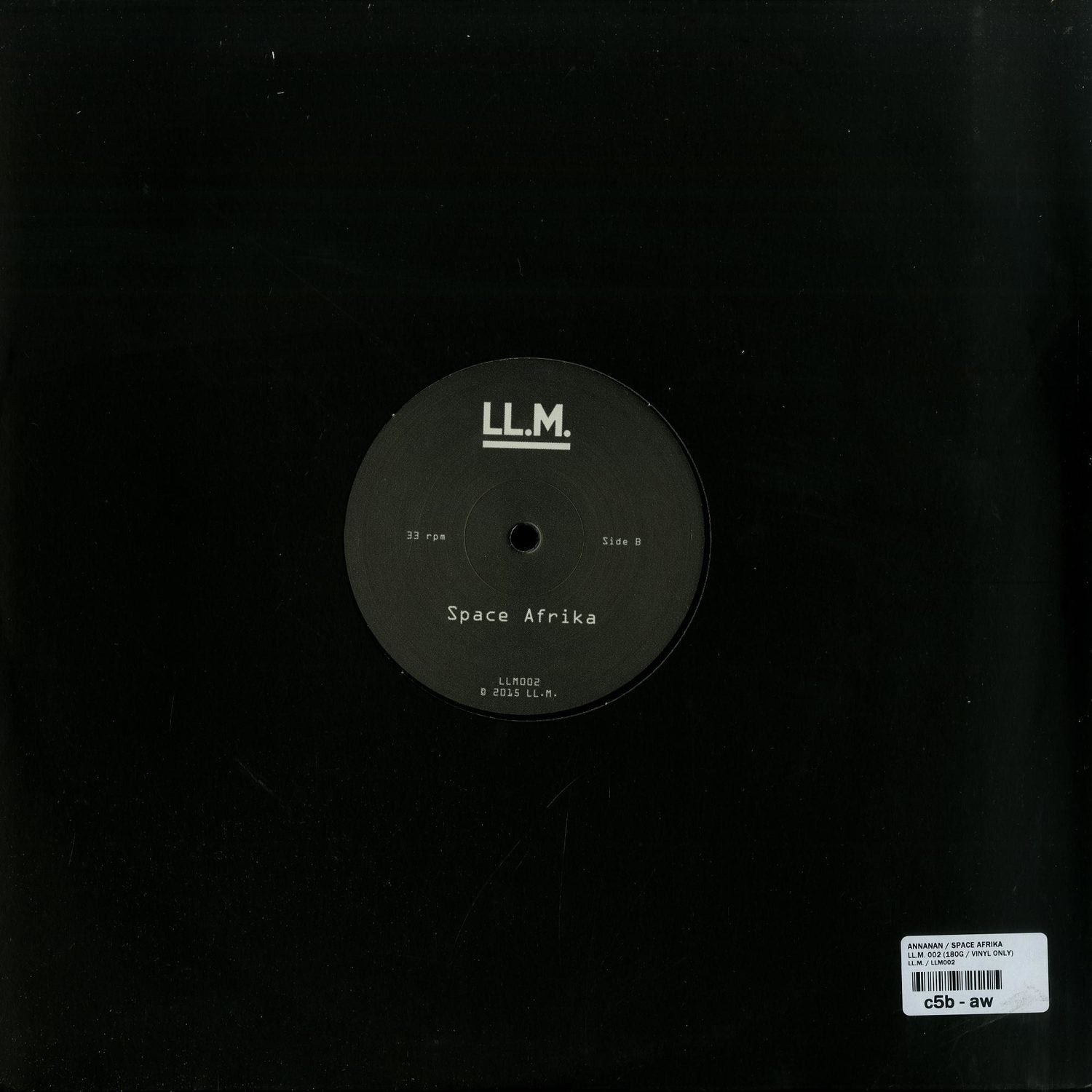 Second Hand vinyl record of ANNANAN / SPACE AFRIKA – LL.M. 002 with a black label and minimal text on the back cover.