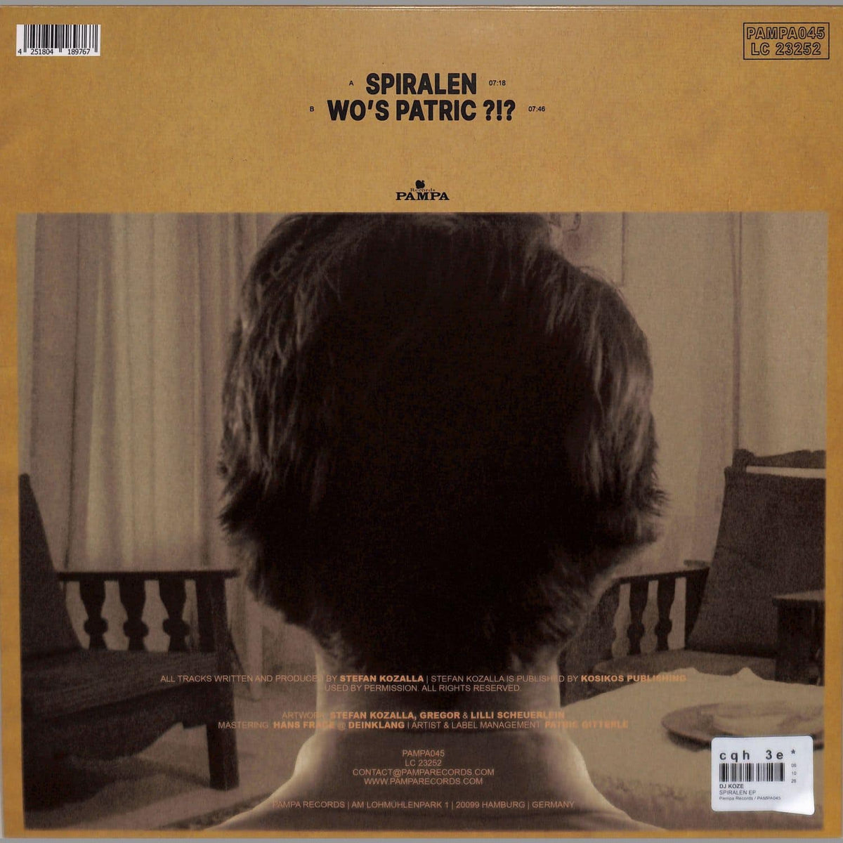Back of Word and Sound vinyl record DJ KOZE Spiralen EP showing the album artwork and spine details.