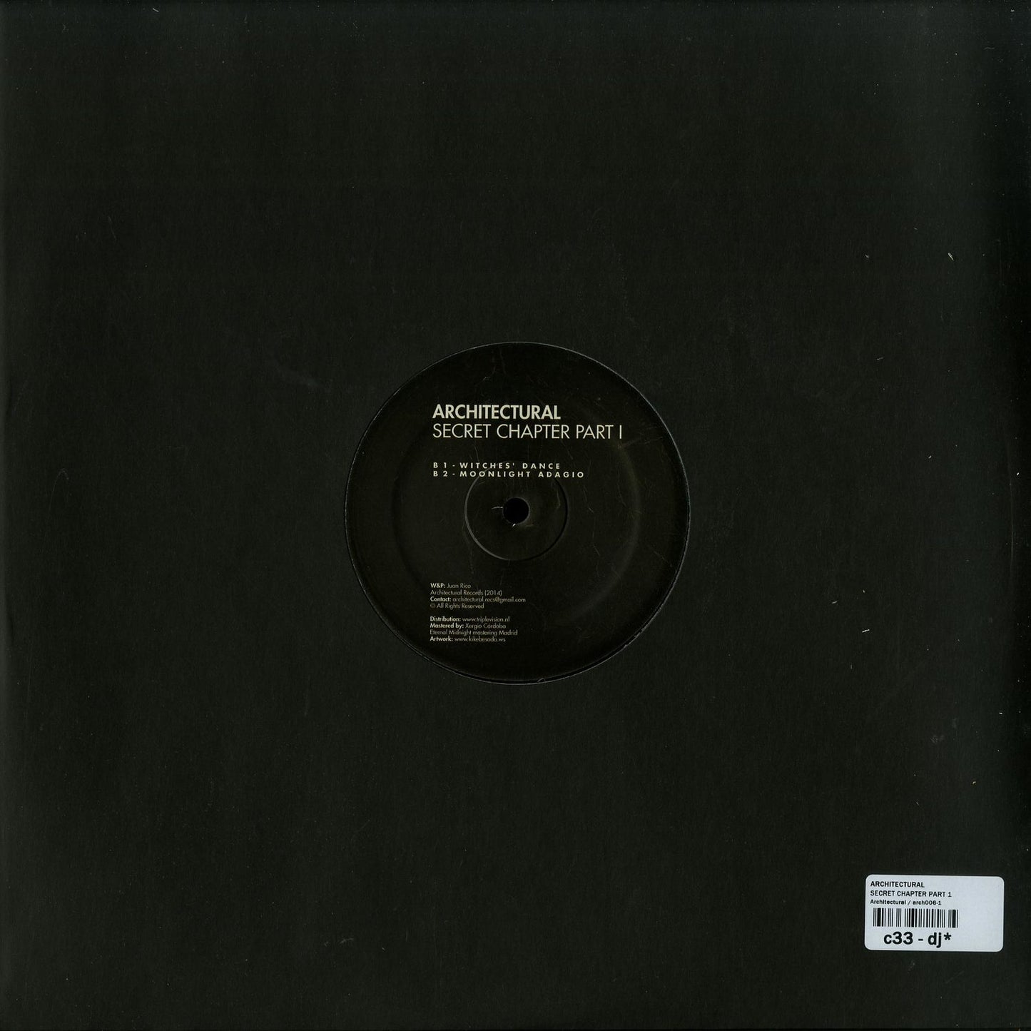 Second Hand Architectural – Secret Chapter Part I vinyl record with black label and album artwork on the back side.
