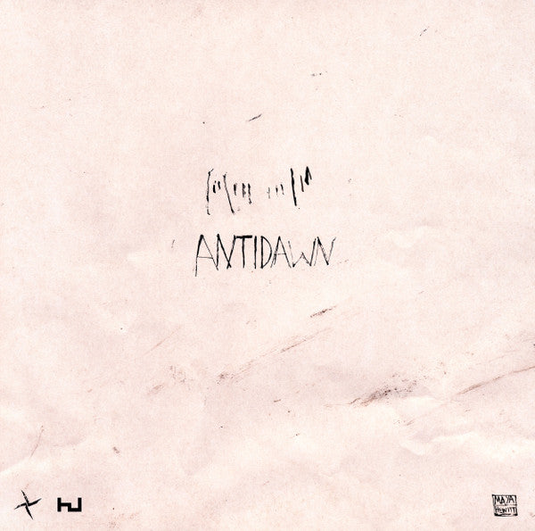 Back cover of Burial – Antidawn vinyl record by Second Hand, featuring abstract artwork and tracklisting on the sleeve.