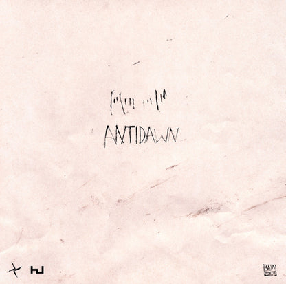 Back cover of Burial – Antidawn vinyl record by Second Hand, featuring abstract artwork and tracklisting on the sleeve.